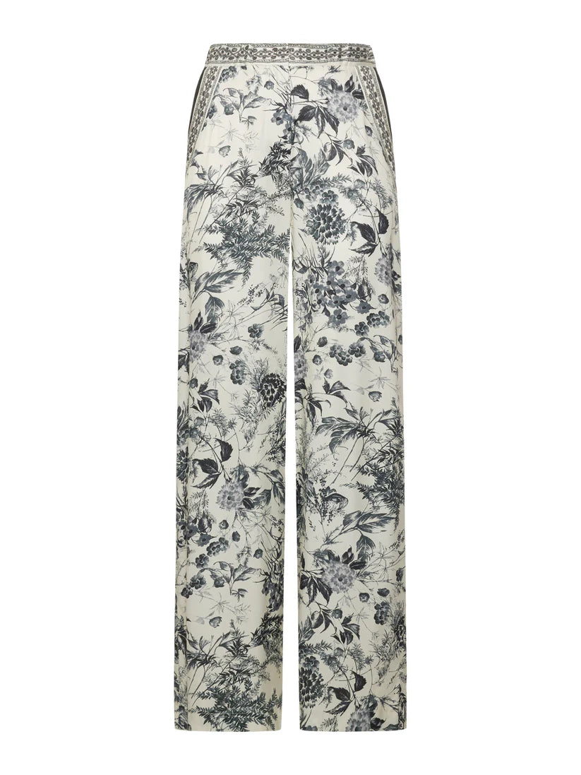 Wide-leg trousers in flower