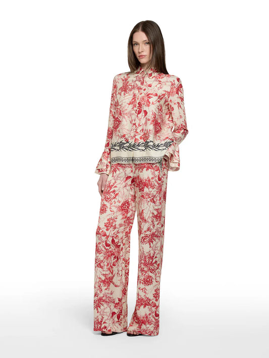 Wide-leg trousers in flower