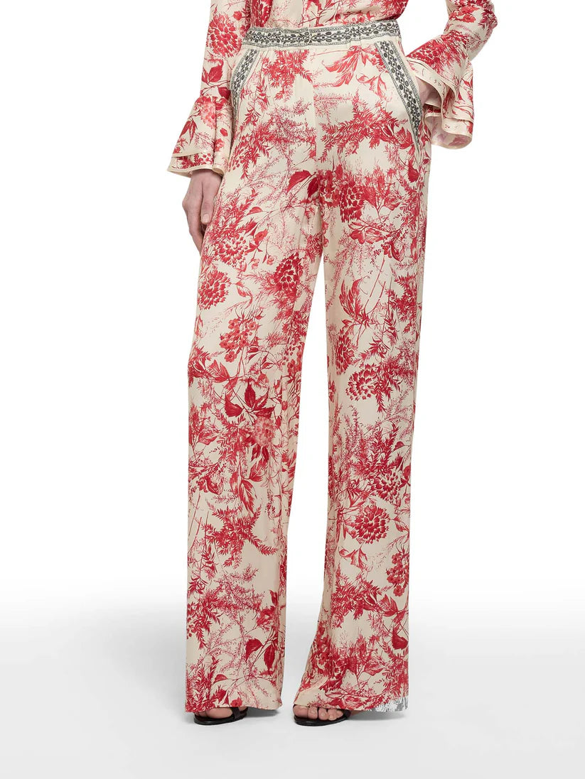 Wide-leg trousers in flower