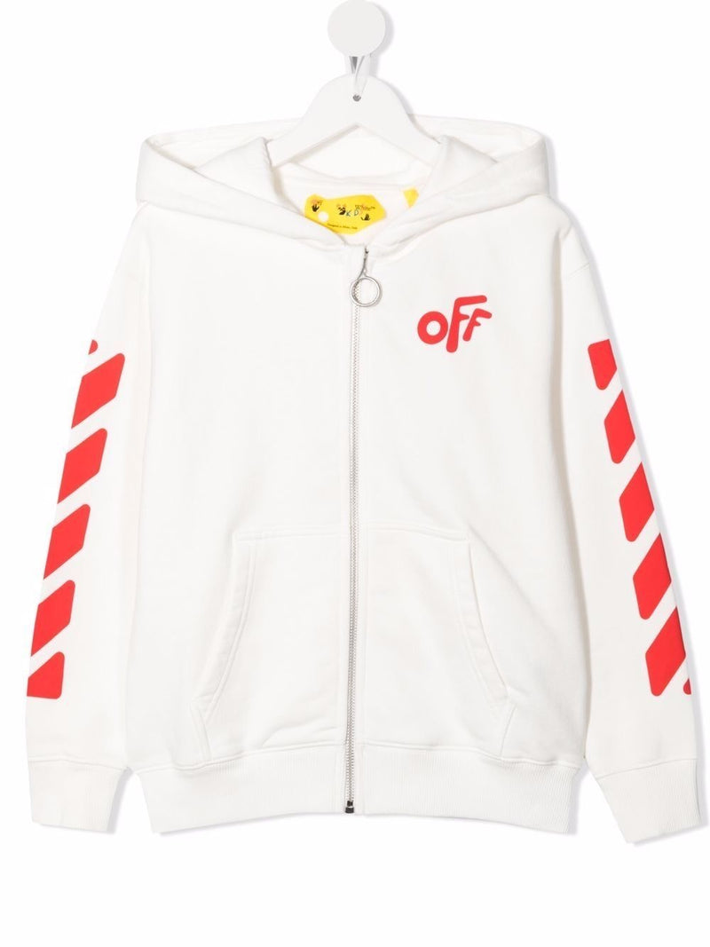 Hoodie com zip G OFF ROUNDED HOODIE ZIP WHITE RED